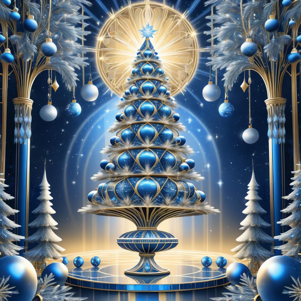 Surreal Art Deco Christmas Tree Scene