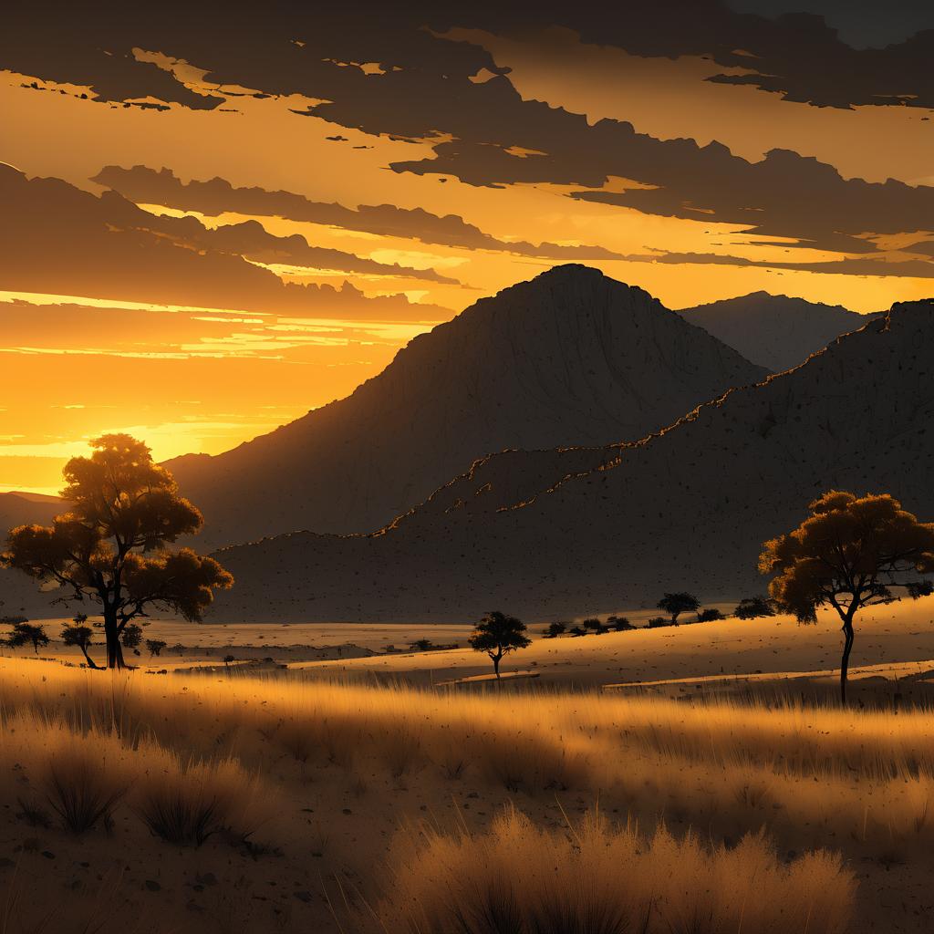 Dramatic Golden Savannah at Sunset