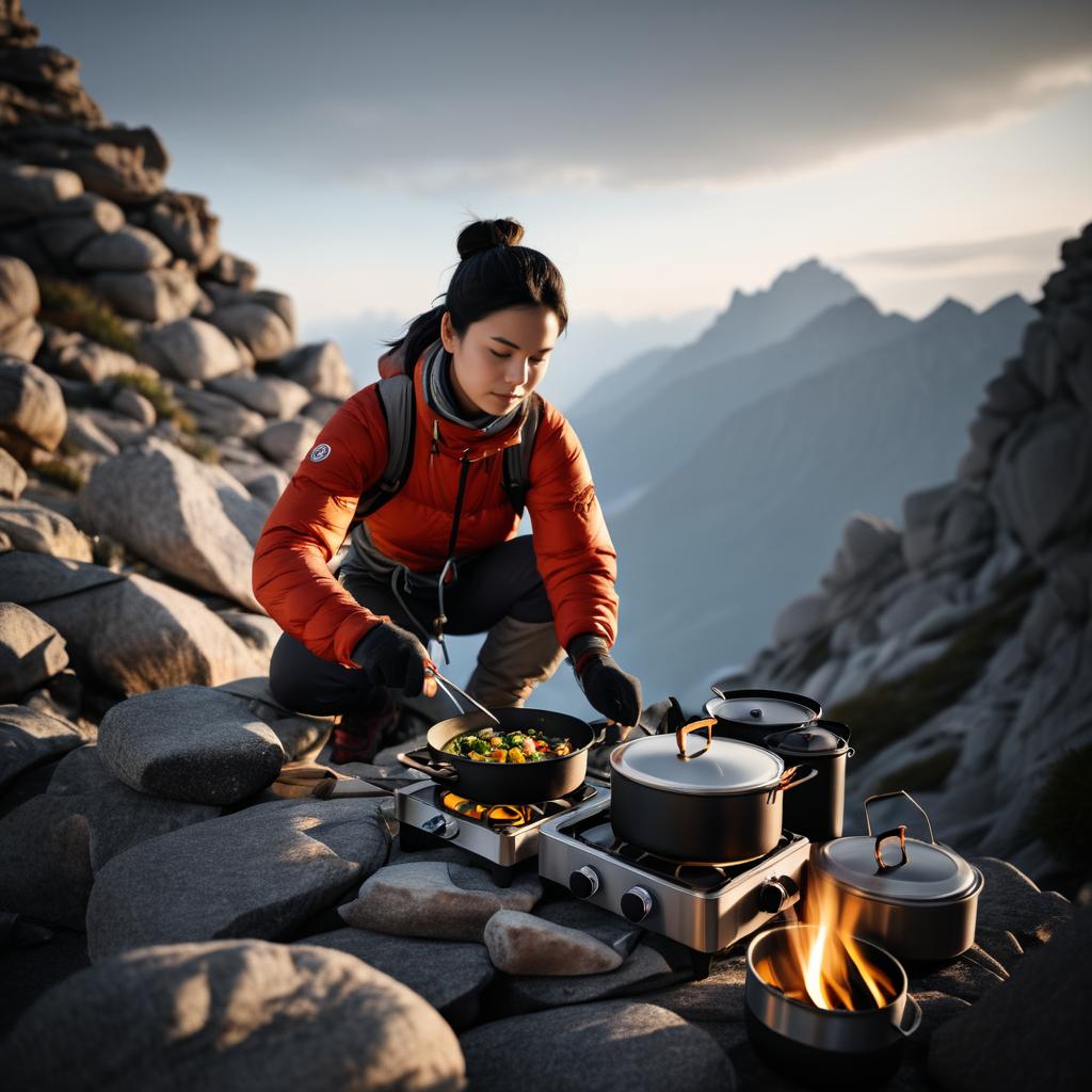 Chef on a Mountain Peak Cooking Adventure