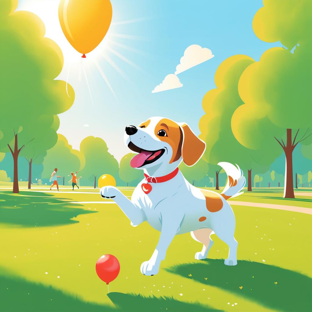 Cheerful Dog with Balloon in Park