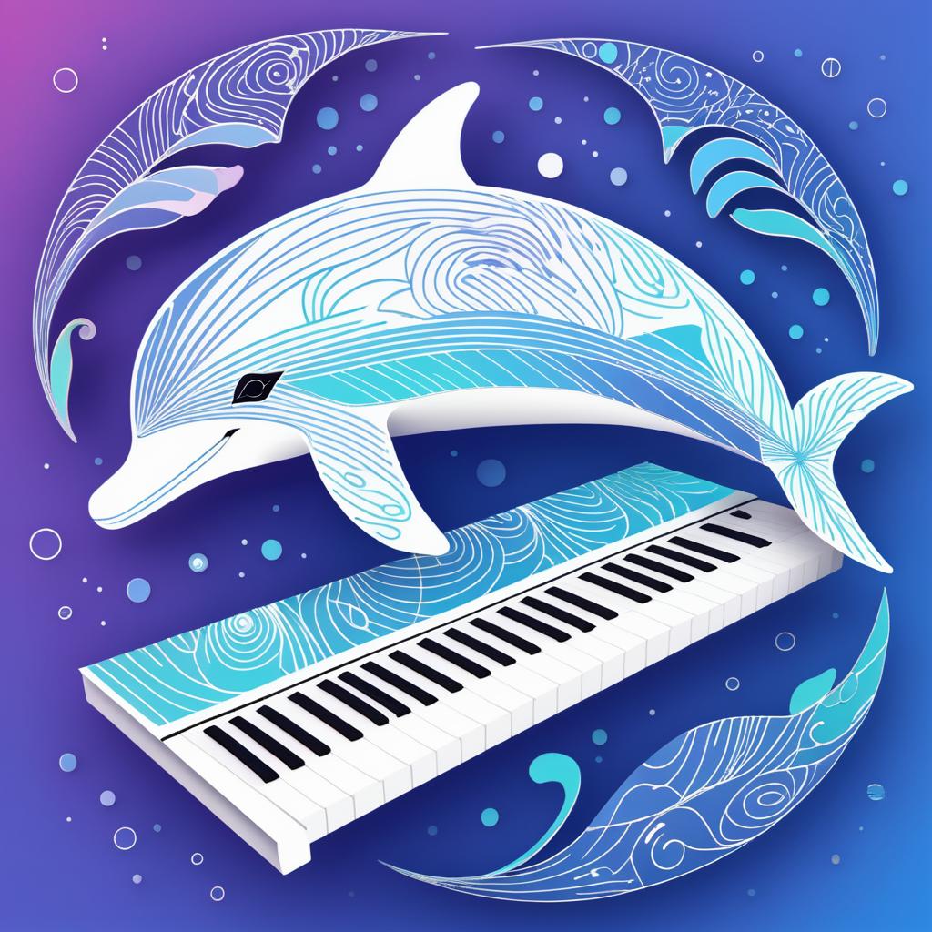 Sleek Dolphin Synth Line Art Logo