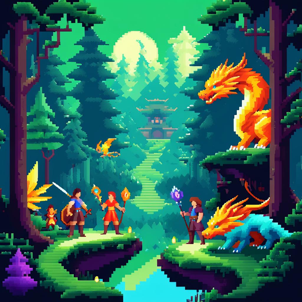 Fantasy Dragon Tamers in Pixel Art