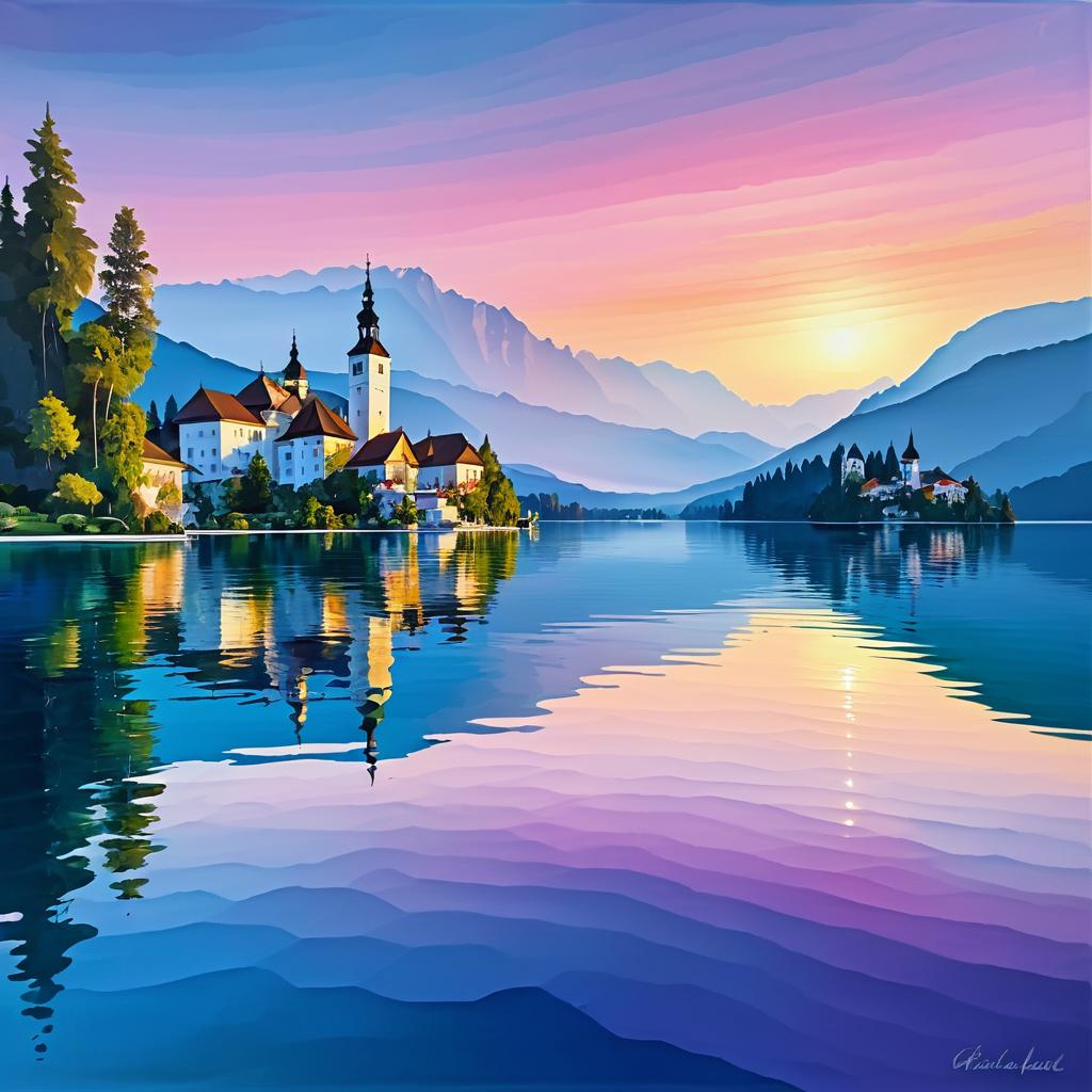 Serene Sunset at Lake Bled