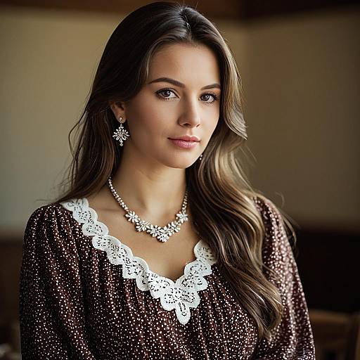 Young Woman in Western Dress with Jewelry