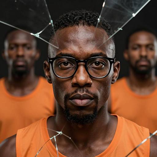 Intense Portrait with Cracked Glass Effect