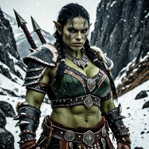 Fierce Female Orc in Fantasy Setting
