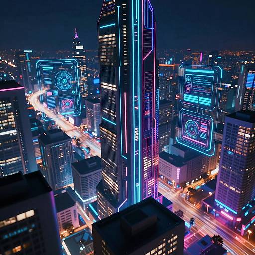 Futuristic Cyberpunk Neon Cityscape