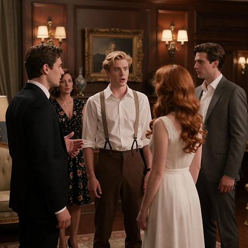 Surprised Young Man in Ornate Room