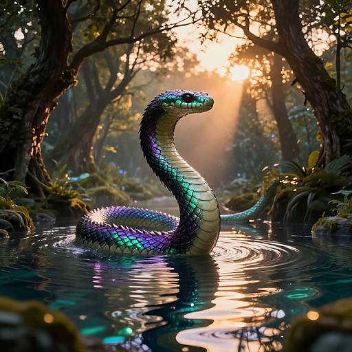 Surreal Feathered Serpent Dreamscape