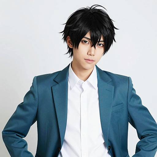 Confident Man in Teal Suit Cosplay