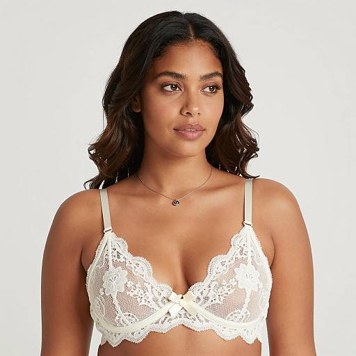 Woman Wearing White Lace Bra