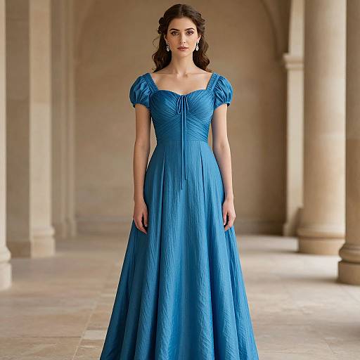 Regal Queen Esther in Blue Dress