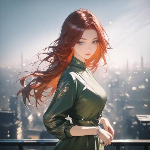 Auburn-Haired Girl in Green Dress