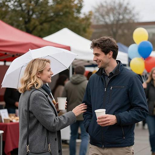 Charming Market Scene with Happy Couples