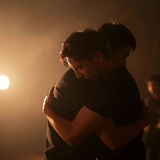 Emotional Embrace in a Smoky Atmosphere