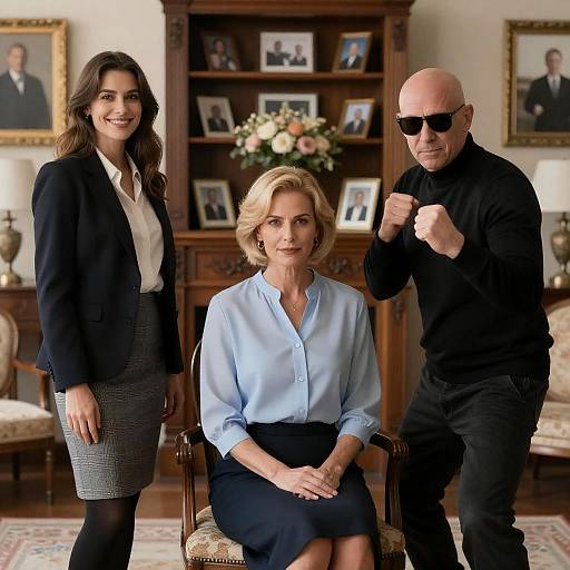 Three Professionals in Opulent Room