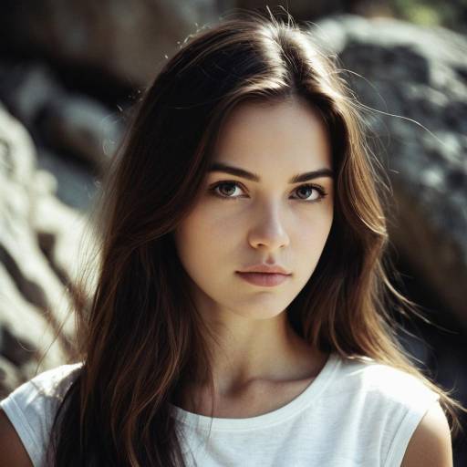Portrait of Young Woman with Long Brown Hair