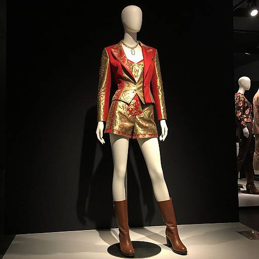 Elegant Red and Gold Fashion Mannequin
