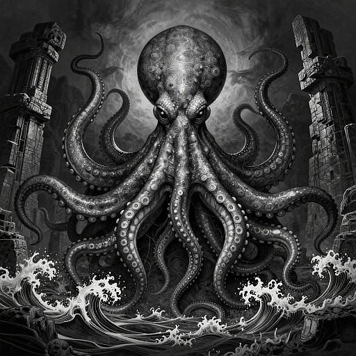 Intricate Cthulhu Octopus Tattoo
