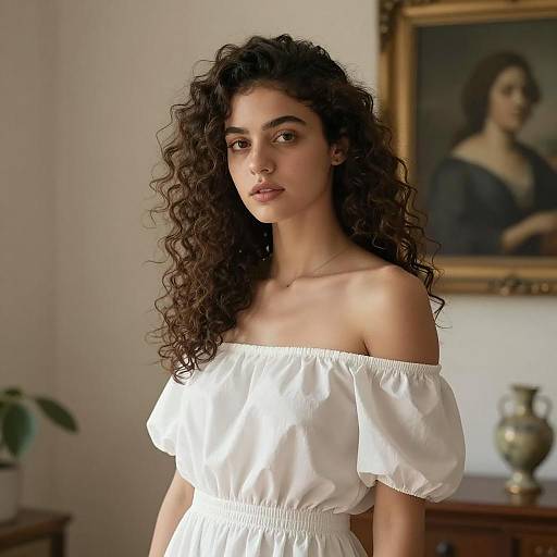 Elegant Portrait of a Curly-Haired Woman