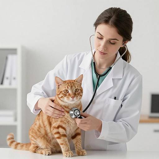 Female Veterinarian with Orange Tabby Cat
