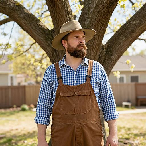 Bearded Man by Towering Tree
