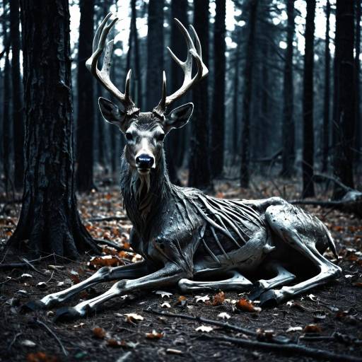 Eerie Zombie Deer in Autumn Forest Eerie Zombie Deer in Autumn Forest