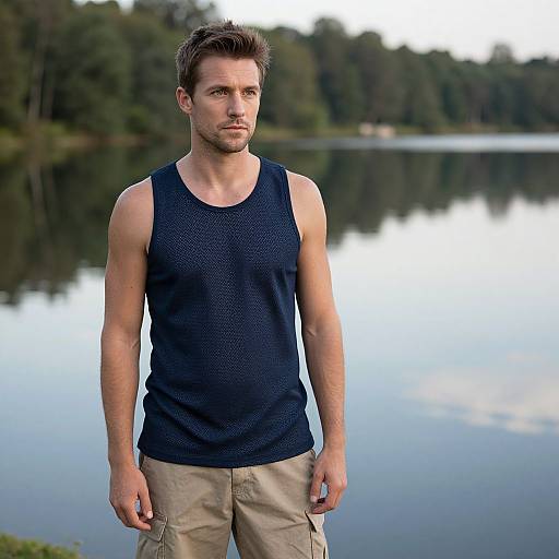 Relaxed Summer Man by Serene Lake