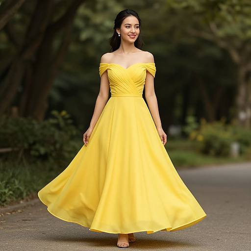 Woman in Yellow Dress Posing