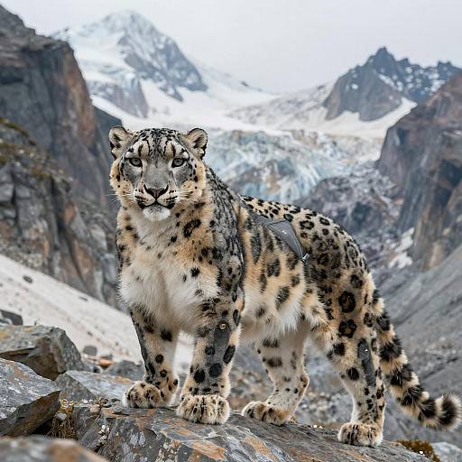 Muscular Anthro Snow Leopard on Plateau