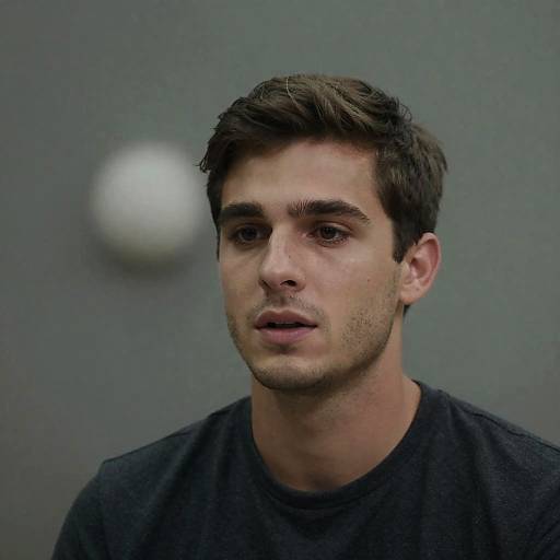 Focused Portrait of Young Man in Gray