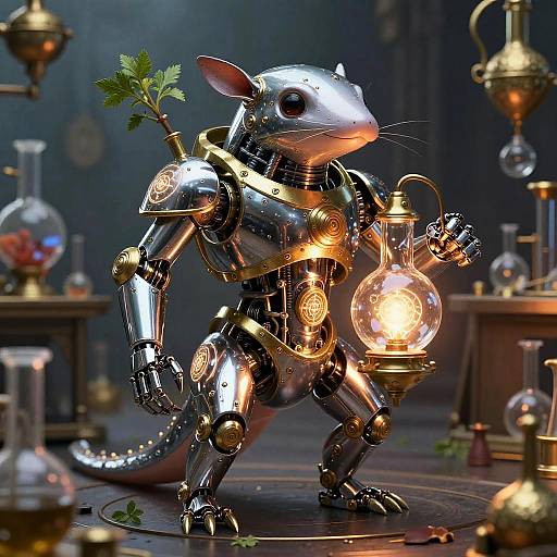 Chrome and Brass Mech Platypus Alchemist
