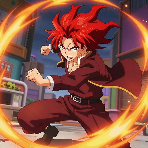 Fiery Red-Haired MHA Hero Action