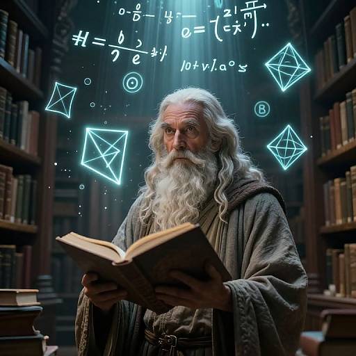 Ancient Scholar in Mystical Math Library