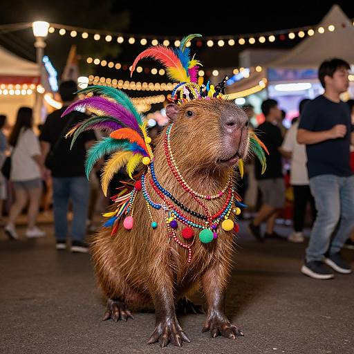 Joyful Capybara in Carnival Costume