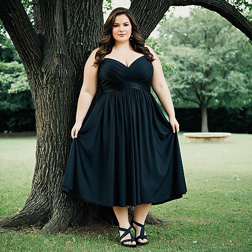 Photorealistic Plus Size Black Bridesmaid Outdoors