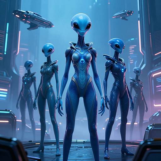 Duros Aliens in Futuristic Cityscape