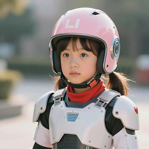 Young Girl in Futuristic Robot Costume