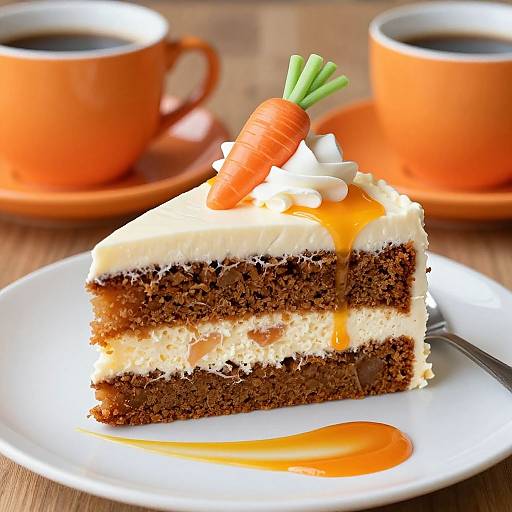 Close-Up Carrot Cake with Coffee