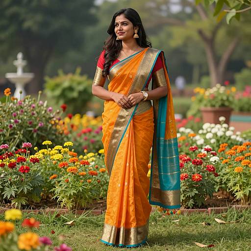 Elegant Indian Woman in Vibrant Sari