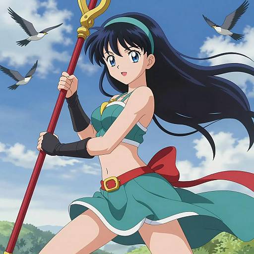 Confident Anime Warrior in Dynamic Pose