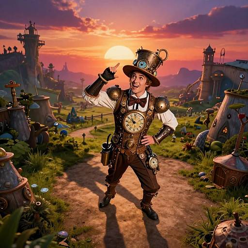 Whimsical Steampunk Circus Performer