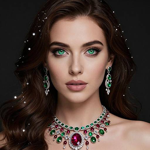 Ethereal Beauty with Glowing Emerald Eyes
