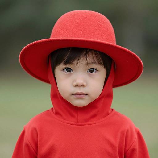 Close-Up of Child in Red Costume
