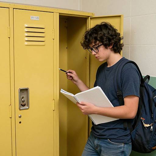 Vintage Yellow Locker with Student