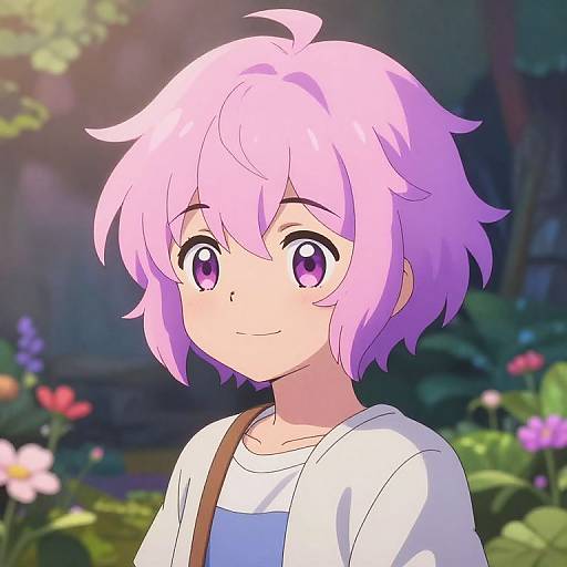 Fluffy Anime Hair in Fantasy Garden