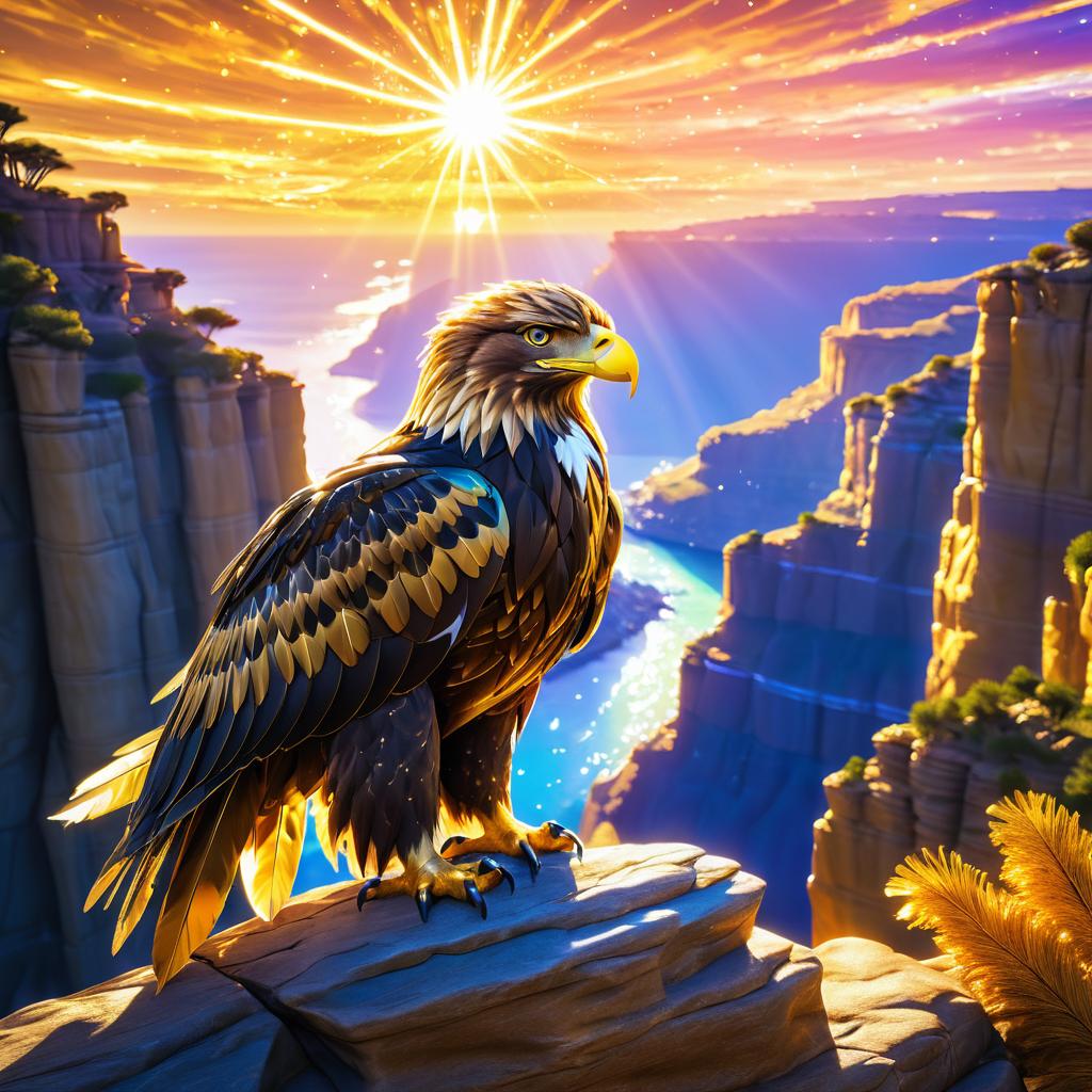 Majestic Golden Eagle Anime Portrait