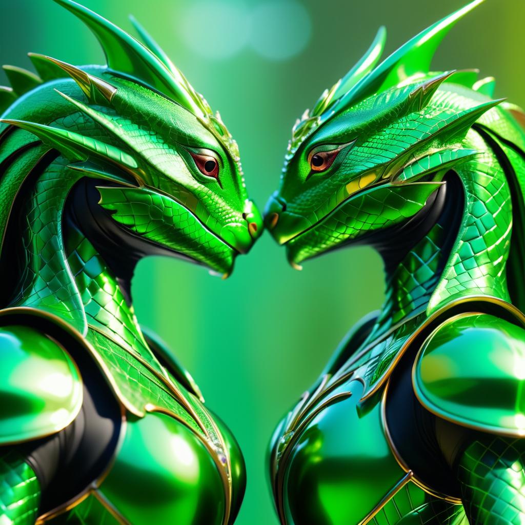 Elegant Lizard Warriors in Intimate Moment