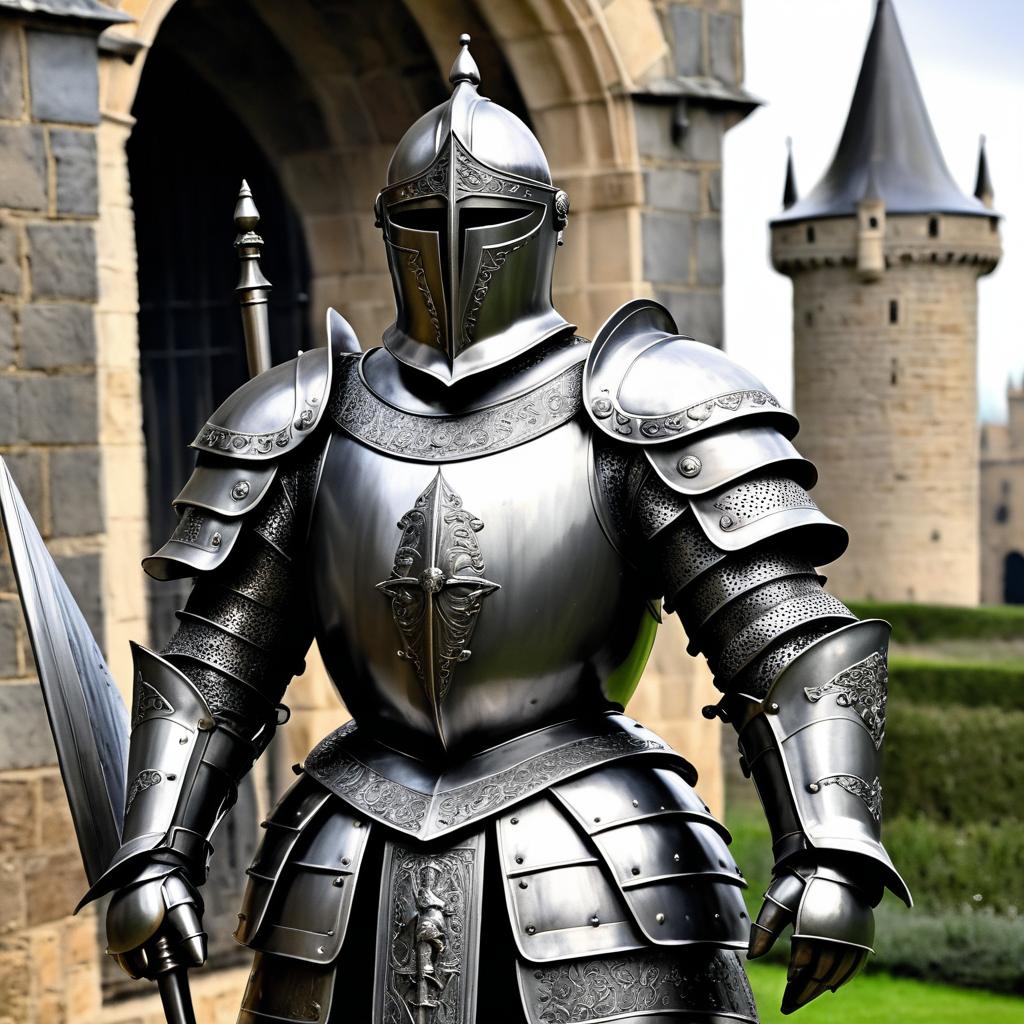 Heroic Knight Statue in Medieval Style