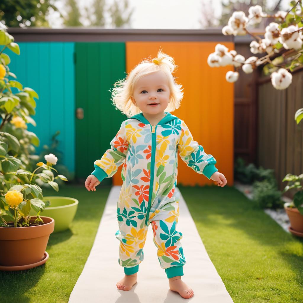 Joyful Toddler in Colorful Backyard